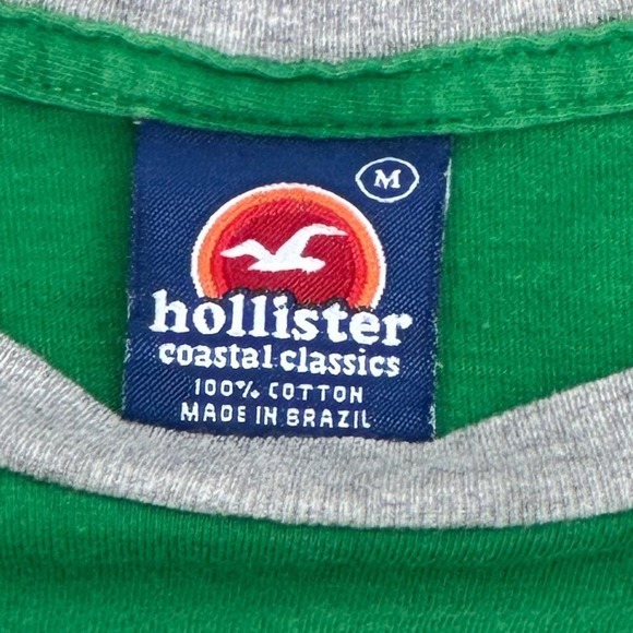 Hollister Coastal Classics Green Gray Raglan T-Shirt Size Medium - Picture 2 of 2